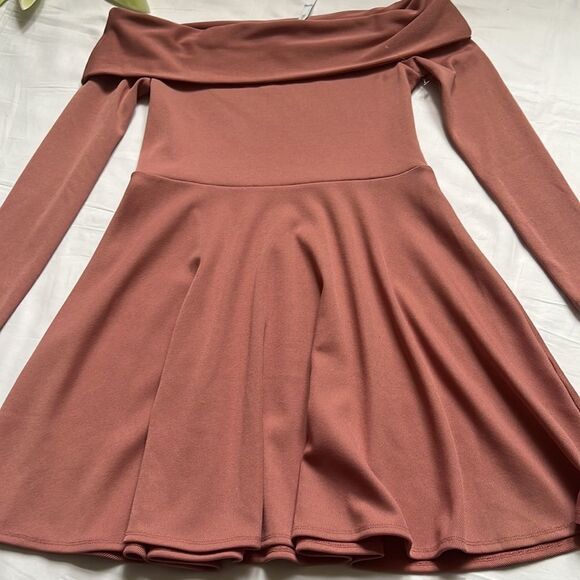 𝅺⭐️nwt ASOS PREMIUM Heavy Rib Bardot Skater Dress⭐️ - Picture 3 of 5